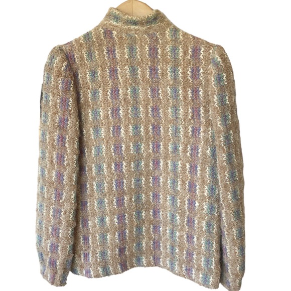 VTG DonnKenny Separates Lambswool Blend Woven Knit Sweater Coat 8/M Neut… - Picture 6 of 14